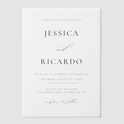 Invitations En Vélin Mariage minimaliste classique (Recto)