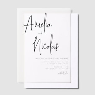 Invitations En Vélin Mariage minimaliste de script manuscrit noir