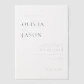 Invitations En Vélin Mariage minimaliste moderne (Recto)