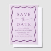 Invitations En Vélin Mariage moderne avec cadre violet Wavy Enregistrer (Compenser)