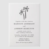 Invitations En Vélin Mariage moderne de palmiers à main (Recto)