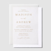 Invitations En Vélin Mariage Moderne Élégant Écriture Dorée (Compenser)