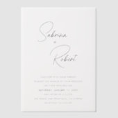 Invitations En Vélin Mariage Moderne et Épuré (Recto)