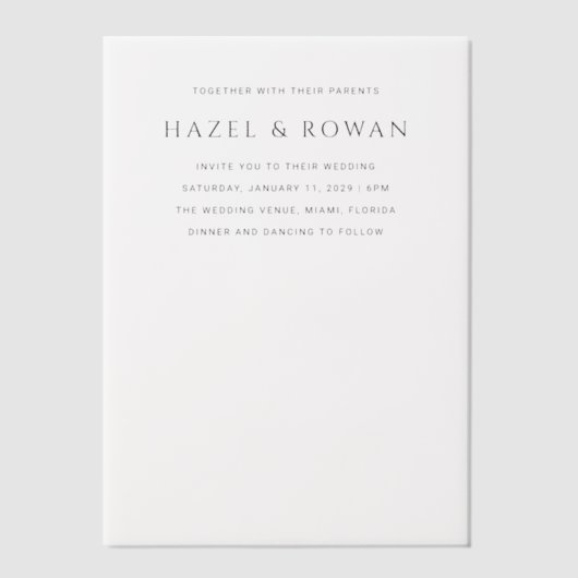 Invitations En Vélin Mariage moderne Hazel (Recto)