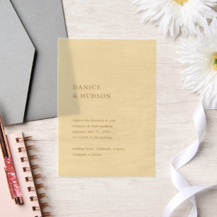 Invitations En Vélin Mariage Moderne Jaune Beurre Minimaliste