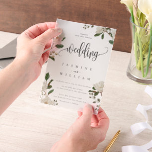 Invitations En Vélin Mariage moderne Magnolia