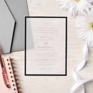 Invitations En Vélin Mariage Moderne Monogramme Élégant Noir et Blanc