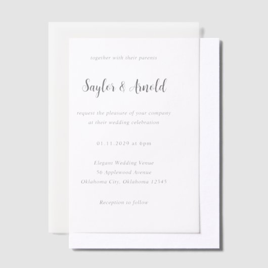 Invitations En Vélin Mariage moderne Saylor (Compenser)