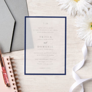 Invitations En Vélin Mariage moderne Trisha Navy Blue