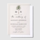Invitations En Vélin Mariage Monogramme minimal Palm Tree (Compenser)