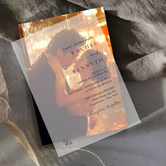 Invitations En Vélin Mariage monogramme moderne minimaliste