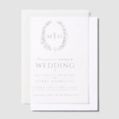 Invitations En Vélin Mariage monogramme ovale vert olive (Compenser)