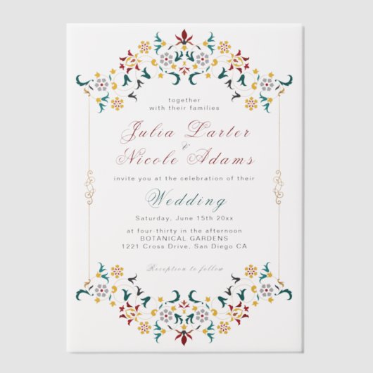 Invitations En Vélin Mariage Motif classique complexe de géométrie vint (Recto)