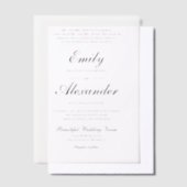 Invitations En Vélin Mariage noir et blanc de style script (Compenser)