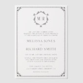 Invitations En Vélin Mariage noir monogramme minimum (Recto)