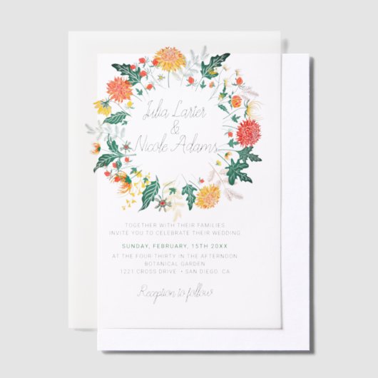 Invitations En Vélin Mariage Pastel Orange Yellow Spring Dahlia Fleurs (Compenser)