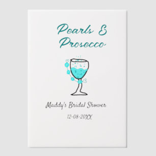 Invitations En Vélin Mariage perles et prosecco nom bleu noir