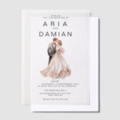 Invitations En Vélin Mariage photo de couple rose pâle (Compenser)