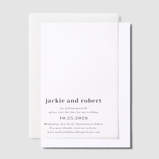 Invitations En Vélin Mariage photo moderne minimal Enregistrer la date (Compenser)