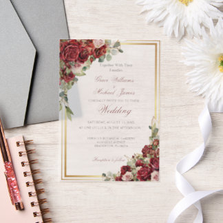 Invitations En Vélin Mariage Red Rose