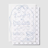 Invitations En Vélin Mariage rétro BLEU BLEU à main rapide moderne (Décalage (Invitation))