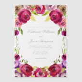 Invitations En Vélin Mariage romantique Fuchsia rose brillant (Recto)