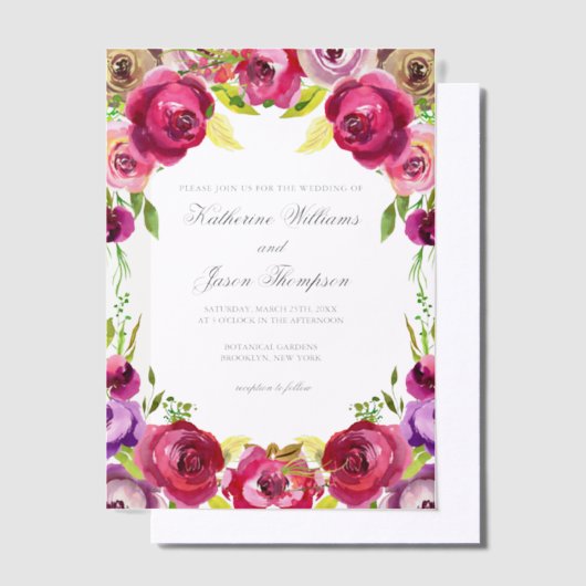Invitations En Vélin Mariage romantique Fuchsia rose brillant (Compenser)