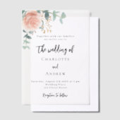 Invitations En Vélin mariage rose à broussailles eucalyptus (Compenser)