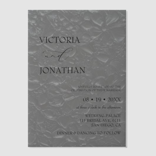 Invitations En Vélin Mariage simple classique minimal noir élégant (Recto)