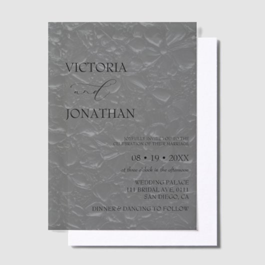 Invitations En Vélin Mariage simple classique minimal noir élégant (Compenser)