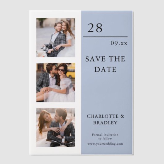 Invitations En Vélin Mariage Simple Enregistrer La Photo Date (Recto)