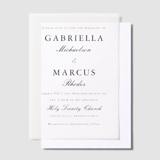 Invitations En Vélin Mariage simple et élégant (Compenser)