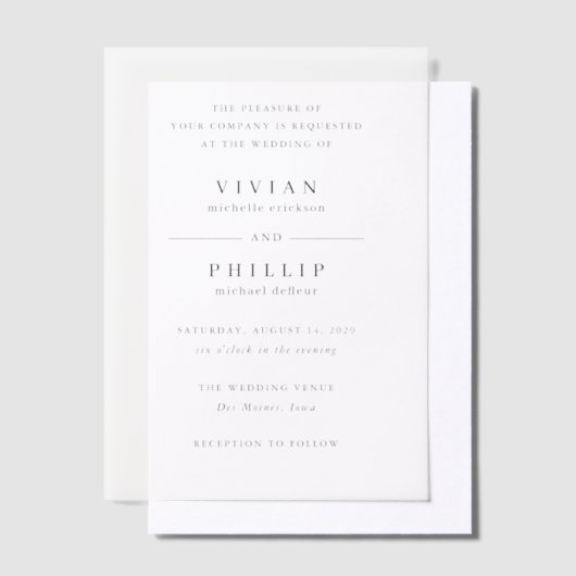 Invitations En Vélin Mariage simple et élégant de Vivian (Compenser)