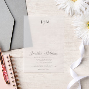Invitations En Vélin Mariage simple et élégant monogramme et superposit