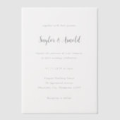 Invitations En Vélin Mariage Simple Moderne (Recto)
