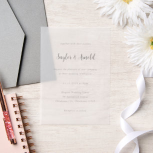 Invitations En Vélin Mariage Simple Moderne