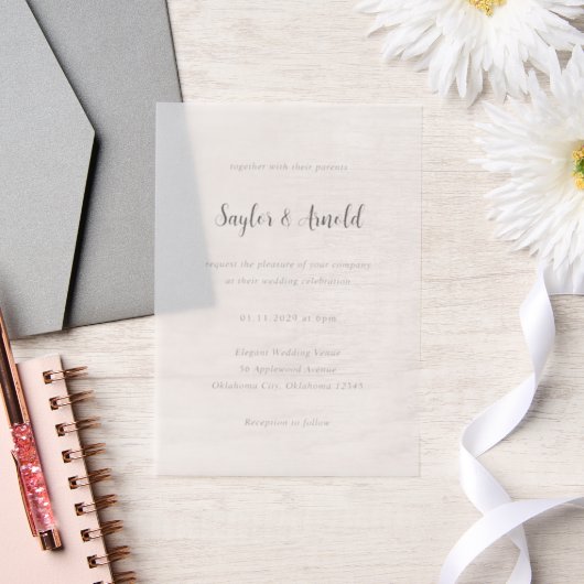 Invitations En Vélin Mariage Simple Moderne (Mariage)