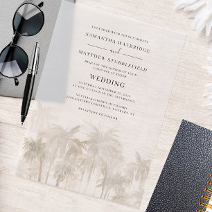 Invitations En Vélin Mariage Tropical de Plage aux Arbres à Palmes à l'