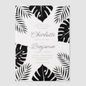 Invitations En Vélin Mariage Tropical Monstera Noir (Recto)