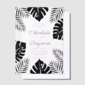 Invitations En Vélin Mariage Tropical Monstera Noir (Compenser)