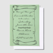 Invitations En Vélin Mariage Vert Défilement Médiéval Économiser Date I (Compenser)