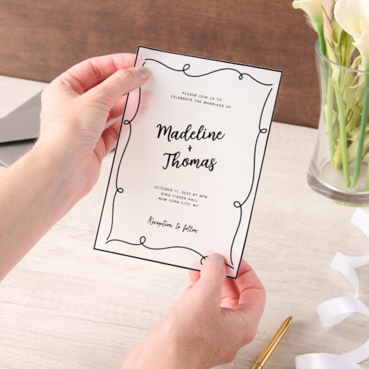 Invitations En Vélin Mariage Whimsical de script mignon tiré à la main (Ordinateur de poche)