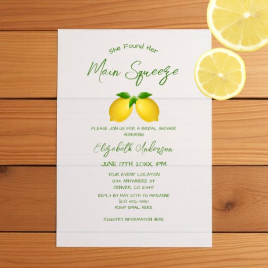 Invitations En Vélin Mariée au citron Main Squeeze