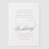 Invitations En Vélin Marine Bleu fantaisie Script Mariage élégant (Recto)