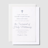Invitations En Vélin Marine Bleu Script Élégant Mariage catholique mode (Compenser)