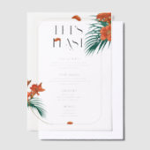 Invitations En Vélin Menu Mariage Fleurs tropicales sophistiquées (Compenser)