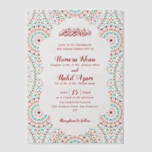 Invitations En Vélin Mihrab Musulman Mariage Élégant Damas Orné