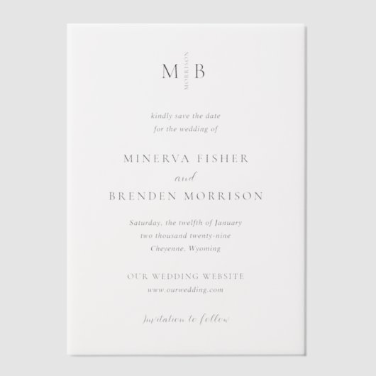 Invitations En Vélin Minerva Moderne Mariage élégant Enregistrer la dat (Recto)
