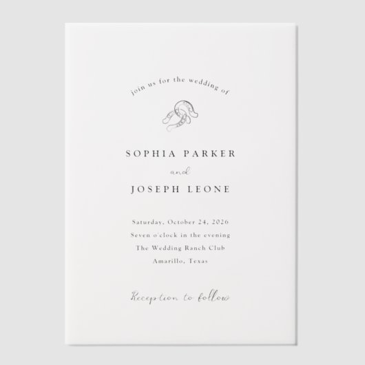 Invitations En Vélin Mini-fer à cheval | Mariage rustique (Recto)