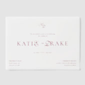 Invitations En Vélin Minimal Monogram Deep Burgundy Script Wedding (Recto)